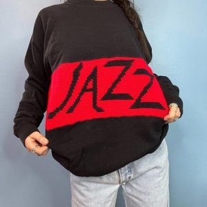 VINTAGE 80s / 90s JAZZ KNIT PANEL CREWNECK SWEATSHIRT